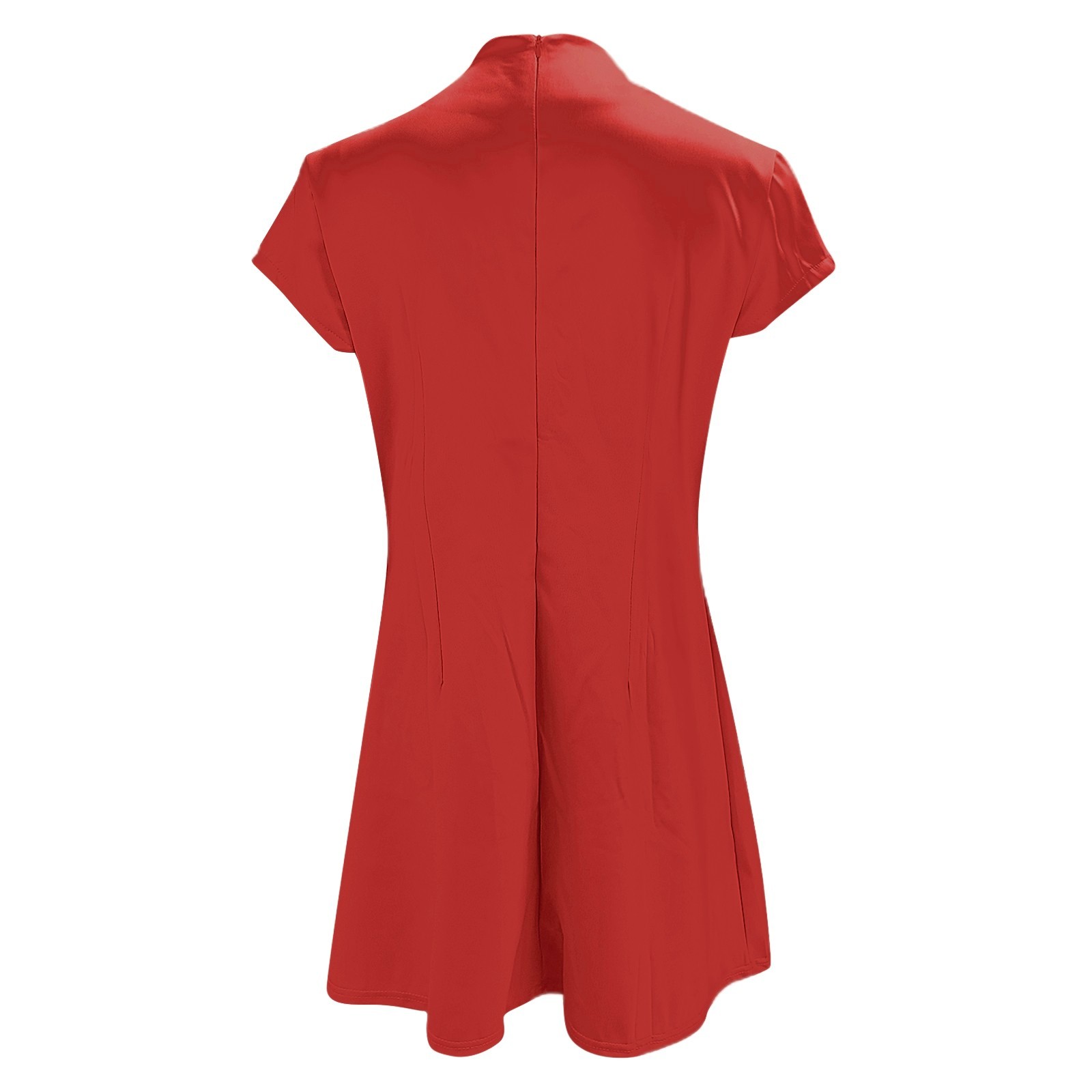 thumbnail image 4 of Vestido informal corto de manga corta liso y sexy de corte ajustado y cintura alta para mujer - Poliéster ligero, bolsillos, varias tallas, 4 of 5